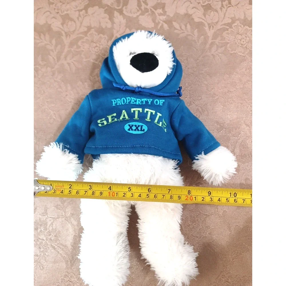 Seattle White Teddy Bear Plush Stuffed Blue Hoody 15
